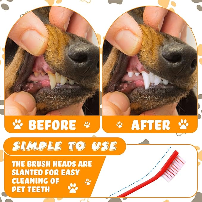 Nuenen 150 Pcs Dog Toothbrush Dual Headed Dental Brushes Puppy Tooth Brushing Kit Long Handle Toothbrush for Large and Small Dogs Cats Most Pets Teeth Cleaning Oral Care Supplies (Bright Color)