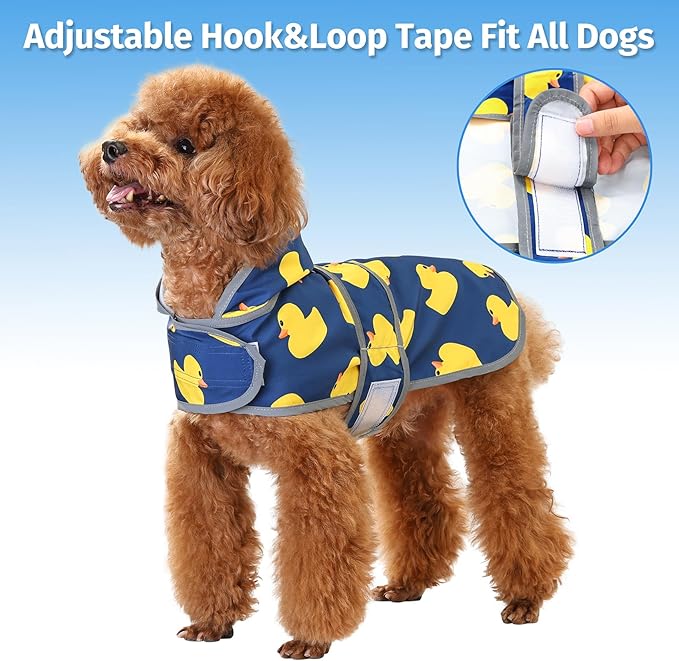 Dog Raincoat Hooded,Waterproof Rain Coat for Dogs with Adjustable Belly Strap,Reflective Strips, Lightweight Slicker Poncho Rain Jacket for Small Medium Large Dogs