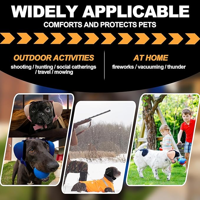 PROHEAR Ungrade Gel Pads Dog Ear Muffs Hearing Protection for Dogs, NRR 28dB for Thunder, Hunting, Tourism,Medium - Black