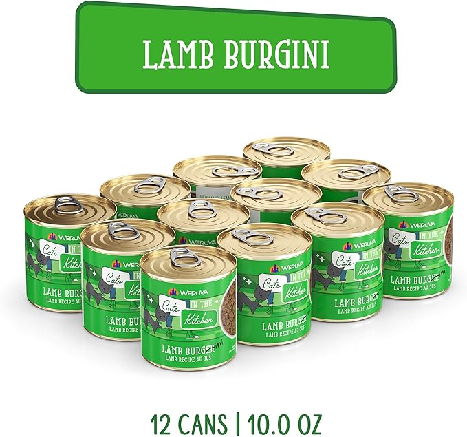 Weruva Cats in The Kitchen, Lamb Burger-ini Wet Cat Food, 10oz Can (Pack of 12)