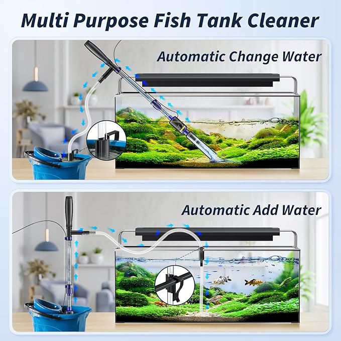 Fish Tank Cleaner, Aquarium Gravel Cleaner, 530GPH/32W Electric Fish Tank Cleaning Tools, Adjustable Water Flow Fish Tank Gravel Cleaner Vacuum, Aquarium Cleaner Kit for Water Circulation, Wash Sand