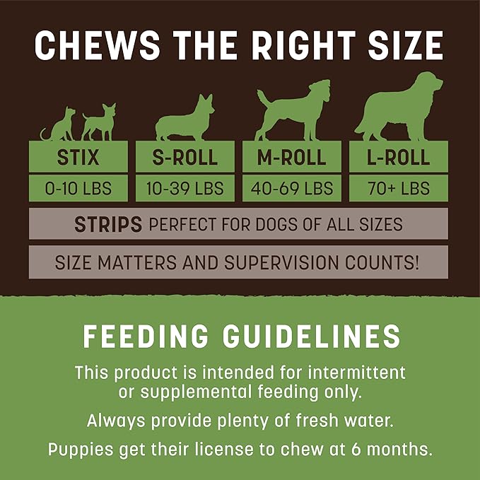 Earth Animal No Hide Medium Pork Flavored Natural Rawhide Free Dog Chews Long Lasting Chew Sticks | Treats for Large Dogs | Great for Aggressive Chewers - 2 Count