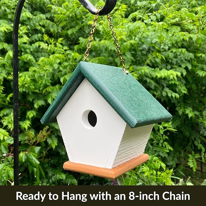 HomePro Garden Hanging Wren House: Forest Green Poly Lumber Bird House for Outdoors