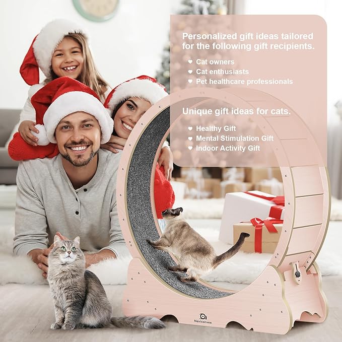 Cat Wheel, 48" XL Large Cats Exercise Running Wheel, Cat Treadmill for Indoor Cats, Pink