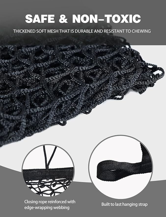 Harrison Howard Square Opening Slow Feed Hay Nets for Horses Large Capacity Horse Feed Bag Reduce Hay Waste Promote Healthy Digestion Black 35 * 31''