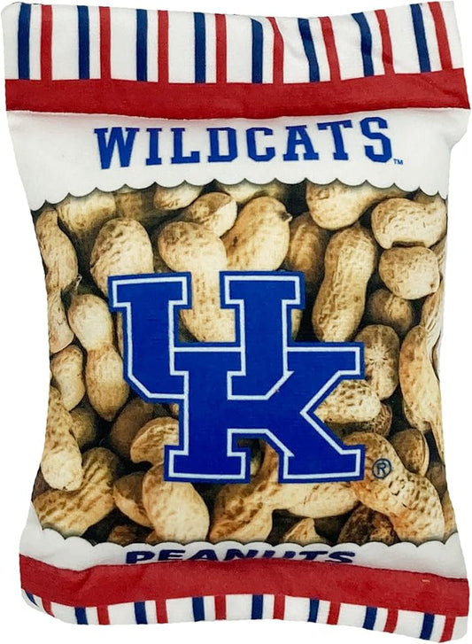 NCAA Kentucky Wildcats Crinkle FINE Plush Dog & CAT Squeak Toy- Cutest Stadium Peanuts Snack Toy for Dogs & Cats with Inner Squeaker & Beautiful Football/Basketball Team Name/Logo