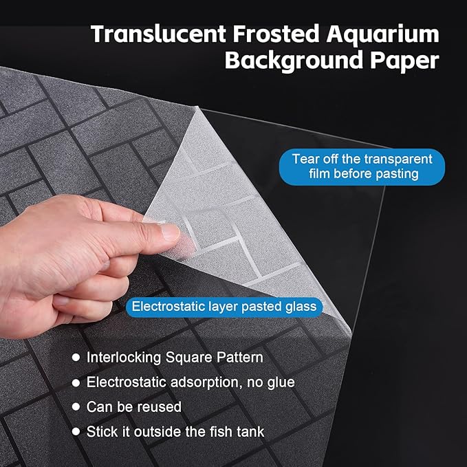 Aquarium Background Paper Decor Fish Tank Backdrop Wallpaper Electrostatic Adhesive, No Glue, Easy to Install, Reusable (19.7”H×59.1" L, Grid Transparent)