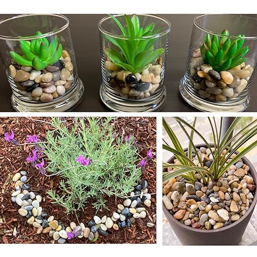 CJGQ 2.4lb 1/2" Pebbles for Plants Potting,Succulents Aquarium Fish Tank Vases-Decorative River Rocks Garden Gravel Stones