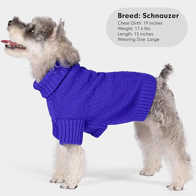 cyeollo Dog Sweater Pullover Turtleneck for Dogs, Classic Knitwear Fall Winter Cold Weather Doggie Clothes Warm Pet Apparel Small Medium Large Dog Sweaters, Royal Blue XL