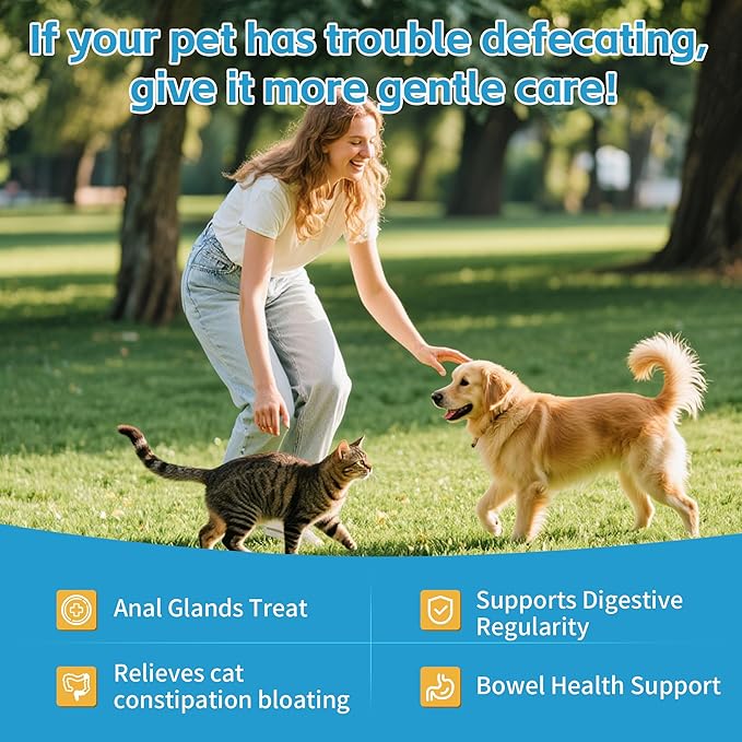 Cat Constipation Relief - Chewable Tablets - with Pumpkin, Psyllium Husk, Prebiotics & Probiotics - Supports Gut Hydration, Bowel Regularity & Immune Health - 120 Tablets