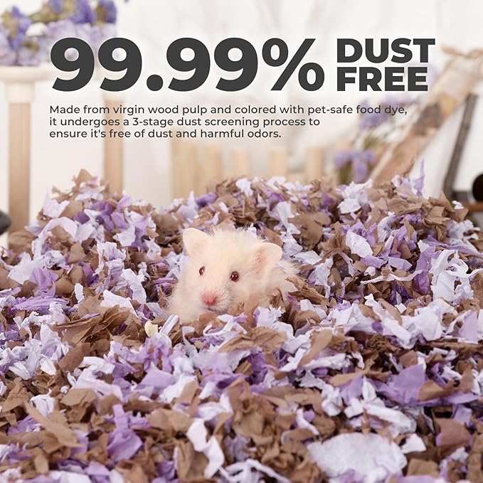 mini&moe Guinea Pigs Bedding Hamster Bedding: Moisture Absorbent and Dust-Free Natural Paper Small Pet Bedding - for Guinea Pigs, Hamsters, and Rabbits, 12 Liters