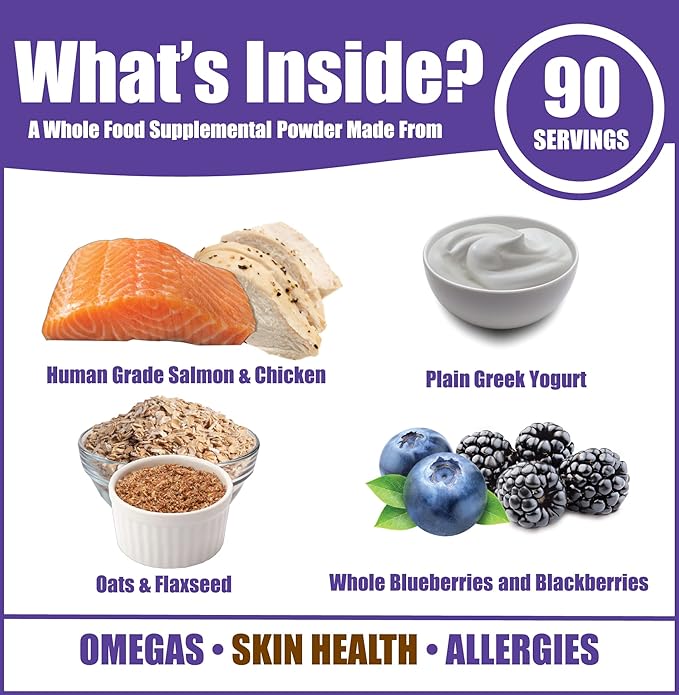 Whole Life Pet Healthy Skin Daily Supplement for Dogs – Omegas, Probiotics, Prebiotics, Antioxidants. Skin, Anti-Itch, Allergies. Mixes in Food or with Water for Hydrating Snack (Pack of 2)