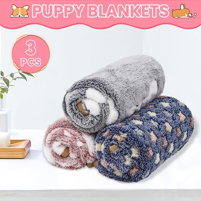 3 Pcs Dog Blanket Super Soft Pet Puppy Blankets Calming Pet Blanket for Small, Medium Large Dogs Warm Sleep Mat Washable Dog Blanket for Puppy Cat (30"×21")