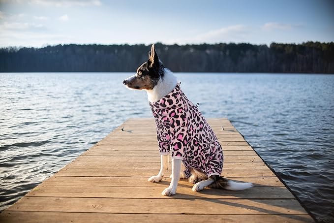 ROZKITCH Dog Winter Coat Soft Fleece Pullover Pajamas, Pet Windproof Warm Cold Weather Jacket Vest with Luminous Zipper, Jumpsuit Apparel Outfit Clothes for Small Medium Large Dog L-Pink 2XL