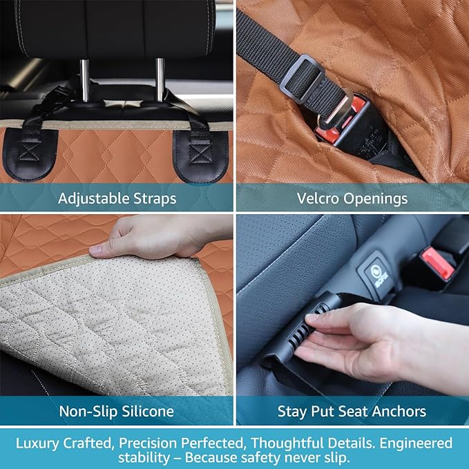 Lassie Dog Car Seat Covers for Back Seat, Waterproof Dog Car Hammock with Mesh Window Durable Scratch Proof Nonslip Pet Car Seat Covers Universal Fit Protector for Cars, Trucks & SUVs