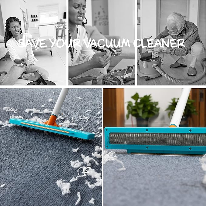 Carpet Rake-Carpet Hair Removal Tool-Carpet Rake to Fluff Carpet-Carpet Scraper Brush Rug Comb Pet Cat Fur Dog Hair Remover for Couch Furniture Carpet Broom
