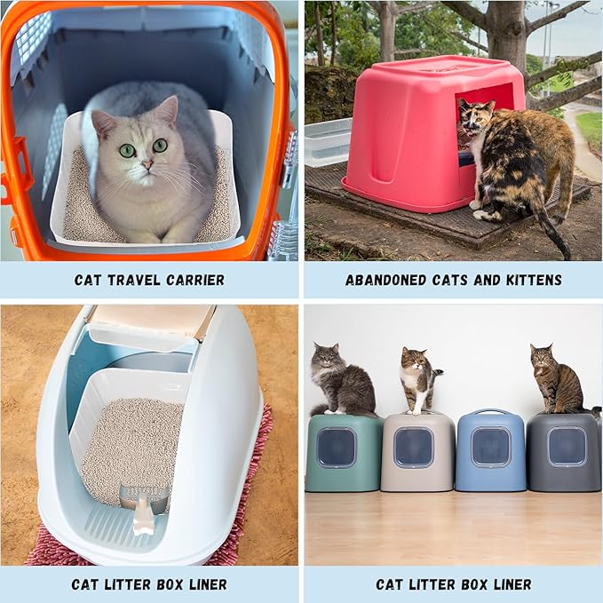 Bokon 25 Pcs Disposable Litter Boxes for Cats Plastic Cat Litter Tray Large Kitten Pan for Kitty Rabbit Guinea Pig Hamster Pets Supplies Travel Home Toilet, 15.7 x 11.8 x 3 Inches(White)