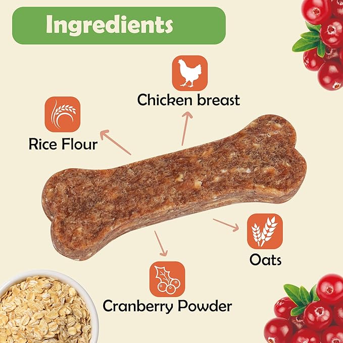 MON2SUN Dog Treats 2 Inch Chicken & Oat Treats with Cranberry Powder, Crunchy Biscuits for Small Dogs, Training Rewards, 10.6 oz (35 Count)