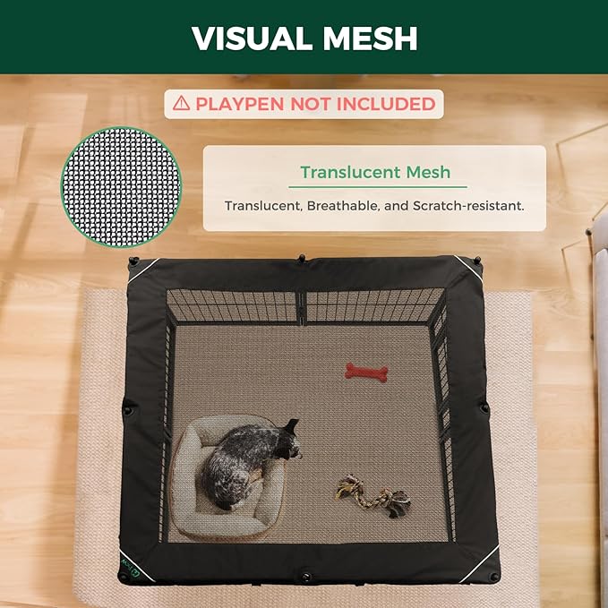 (Not Suitable for Other Brands) FXW Exclusive Mesh Top Cover, Only Fits FXW Rollick/Homeplus 27.3" W x 32" H/40 H/45 H 8-Panel Playpen (Playpen not Included), Square│Patent Pending
