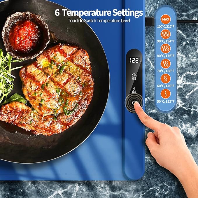 Electric Warming Mat for Food, 15"x23.6" Roll Up Portable Warmer With 6 Temperature Levels, Silicone Heating Mat for Parties Buffets Gatherings Holidays Daily Use