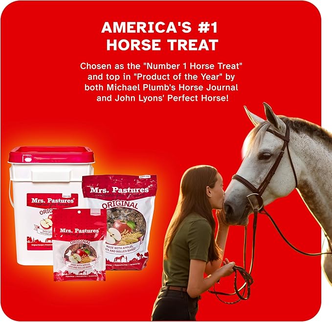 Mrs Pastures Cookies and Treats for Horses - Premium Horse Treats - Made with Apples, Oats, and Rolled Barley - Preservative Free - All Natural Ingredients - No Corn or Soy (15lb Refill Box)