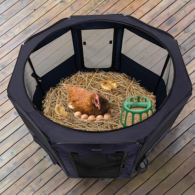 PETSFIT 36" Dog Playpen with Dual Zipper Doors –Sturdy Foldable Puppy Playpen for Medium Dogs with Removable Mesh Top and Leakproof Bottom