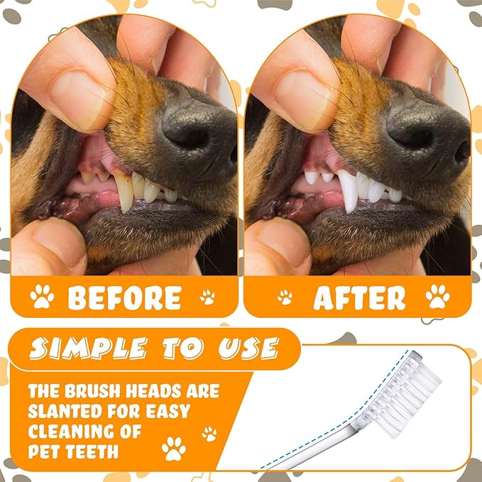 Nuenen 150 Pcs Dog Toothbrush Dual Headed Dental Brushes Puppy Tooth Brushing Kit Long Handle Toothbrush for Large and Small Dogs Cats Most Pets Teeth Cleaning Oral Care Supplies(Clear)