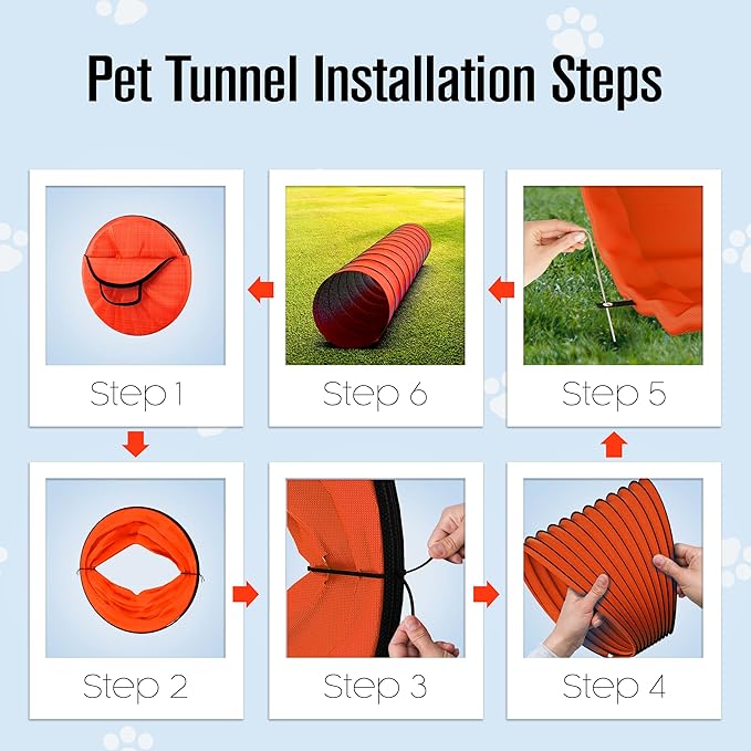 Houseables Dog Agility Tunnel, Dog Tunnel, Agility Equipment, Puppy Obstacle Course, Crawling, Pet Playground, Small, Medium, Large, Indoor/Outdoor, Play, Pop Up Set, Exercise Tube, Toy, Red, 18 Feet