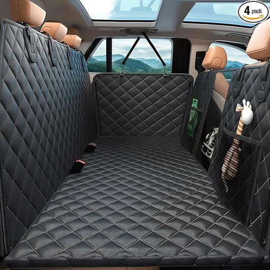 Hard Bottom Hold 500lbs Dog Car Seat Cover for Back Seat, 7 Layer Material Sturdy Waterproof Back Seat Extender for Dogs Increase Space 50%, Thickened Comfortable Dog Car Seat Cover for Car SUV