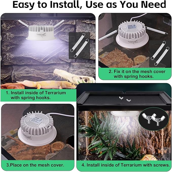 UVB Light for Reptiles, UVA UVB Reptile Light Fixture with Timer LED UVB Bulb for Bearded Dragon Gecko Turtle Chameleon Lizard Snake, Adjustable Brightness UVB Lamp for Reptile Tank Accessories, White