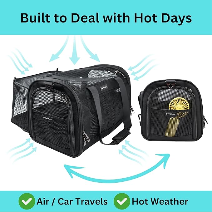 Crash-Tested Dog Carrier & Small Dog Car Seat (Test with FMVSS 213b - 5 Star Safety Rated) | Expandable, Zipper Locks, Fan Pocket | Extra Safe Cat Carrier Soft & Pet Travel Bag for Puppy Under 13lbs
