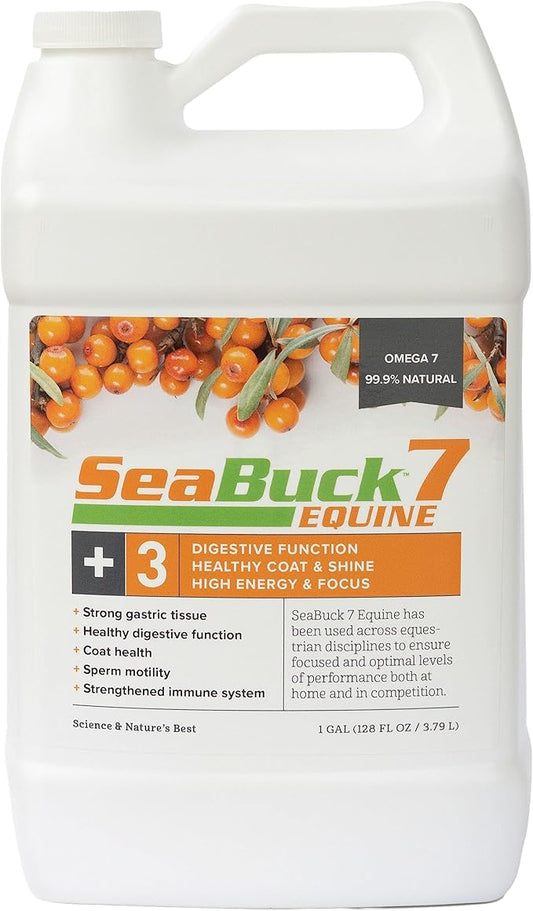 SeaBuck 7 Equine Supplement for Horses with Sea Buckthorn to Improve Horse Health (3-6 Week Supply, 1 Gallon) – Supports Healthy Eating & Digestion, Increased Energy/Focus, & Shiny Coats for Horses