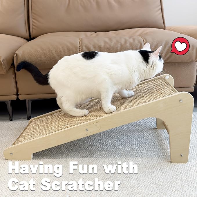Meeyoview Cat Scratcher, L Shape Cat Scratching Pad, Sisal Cat Scratch Board for Indoor Cats, Wall Furniture Protector with Catnip