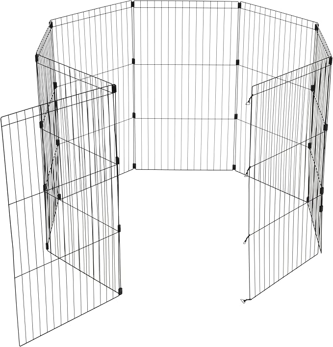 IRIS USA 42" 8-Panel Metal Pet Dog Puppy Playpen, Indoor/Outdoor Dog Fence, 58 x 58 x 42, Foldable, Customizable, Black