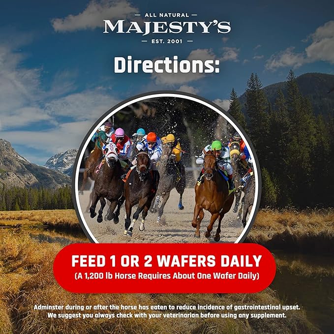 Majesty's Flex HA Wafers - Superior Performance Horse / Equine Joint Support Supplement - HA, Vitamin C, Yucca, Glucosamine - 60 Count (2 Month Supply)