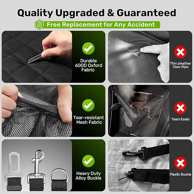 Zanch 2025 Upgraded Dog Car Seat Cover, 400 lbs Heavy Duty Hard Bottom, Waterproof & Anti-Scratch Back Seat Protector, Nonslip Pet Hammock Extender for Full-Size Trucks, SUVs, XL-Black