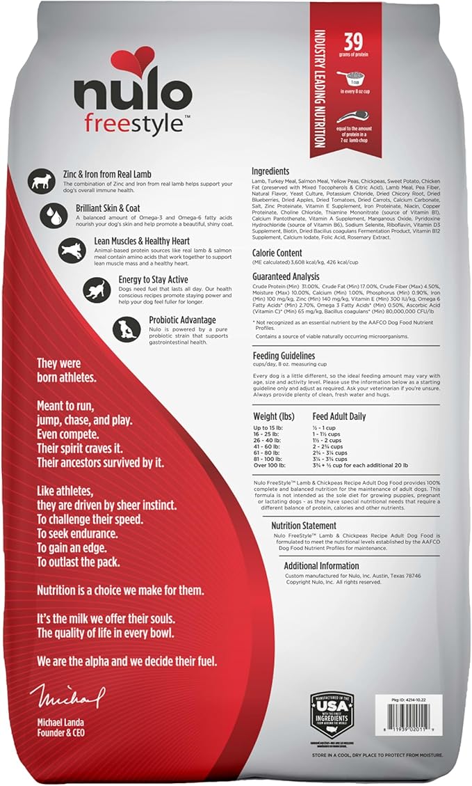 Nulo Freestyle Adult Dog Food, Premium All Natural Grain-Free Dry Small Kibble Dog Food, with BC30 Probiotic for Healthy Digestion, and High Animal-Based Protein with no Chicken or Egg Alternatives