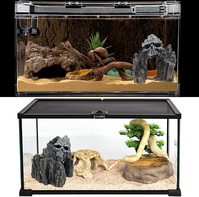Aquarium Decoration for Fish Tank Skull Rock Aquarium Ornament Aquarium Skull Mountain View Stone Ornaments Aquarium Decor House Cave Fish Tank Decoration - Small