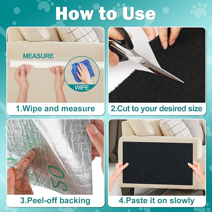 Bed Cat Scratcher Pad,47.2"x15.8"Cat Scratching Mat,Self-Adhesive Trimmable Anti Scratch Bed Couch Wall Corner Furniture Protector from Cat Claws,Easy Use for Carpet/Door/Post