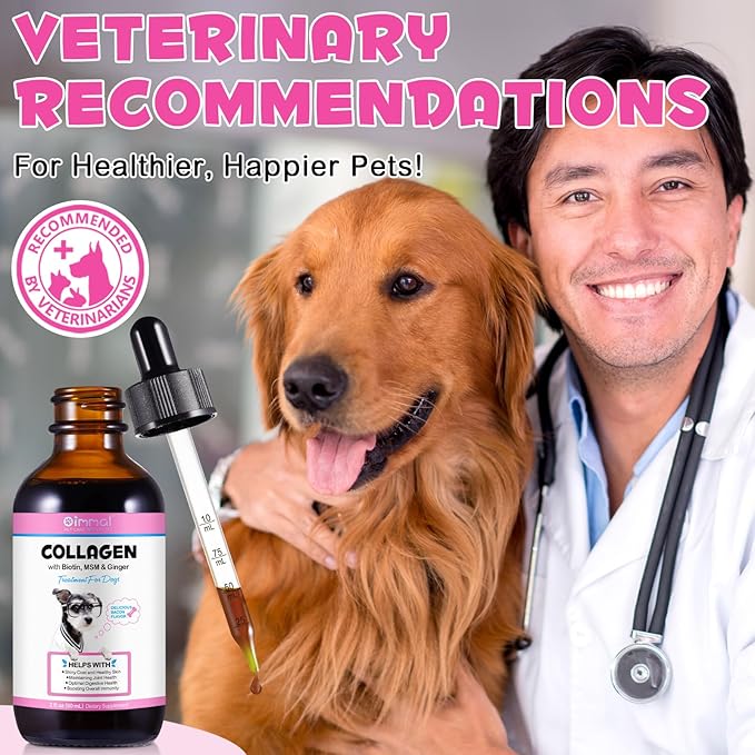 2Pack Collagen for Dogs, Liquid Collagen for Dogs 2 fl.oz, Skin & Coat Supplement for Dogs, Itch Relief for Dogs with Vitamin C, Biotin, MSM, Ginger, Daily Collagen for Dogs Drops, Bacon Flavor