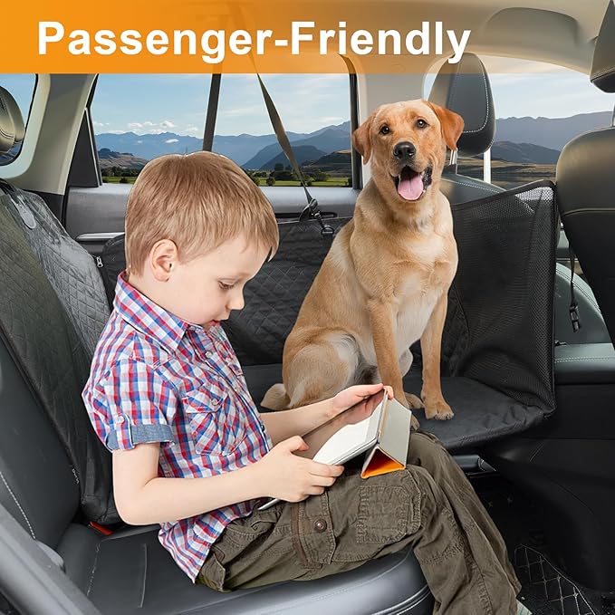 Honest Back Seat Extender for Dogs, Dog Car Seat Cover Hard Bottom 400lbs, Dog Car Seat Covers with Large Space, Waterproof Dog Hammock for Car SUV Truck, X-Large, Black