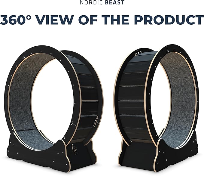 48'' XL Cat Wheel - Cat Wheels for Indoor Cats Which Doesn't Negatively Affect Your Cat's Spine - 15.7'' Extra Wide Cat Treadmill - Fits 2 Cats Side-by-Side, 1-Year Warranty