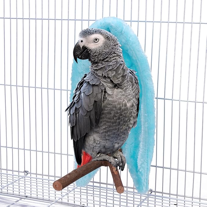Comfort Corner Fleece Bird Blanket Parrot Cage Snuggle Hut Warm Bird Nest House Bed Hanging Hammock Toy for Parakeet Cockatiel Pigeon Small Animals Shelter Plush Bedding(Blue/L)