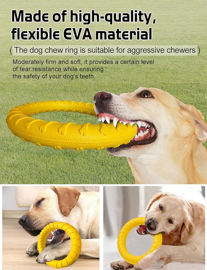 Dog Flying Disc Toy,Soft Indestructible Dogs Flying Disc Pack,for Aggressive chewers Medium Large Dog, Beach Essentials Water Pool Float Toys (Dog Bite Ring Set 1 Box)