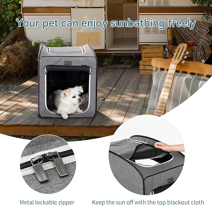 Petsfit Pop Up Dog Crate, Collapsible Dog Kennel,Lightweight&Portable Pet Cage for Medium Large Dogs, Included Soft Mat and Carrying Case,Grey,Large
