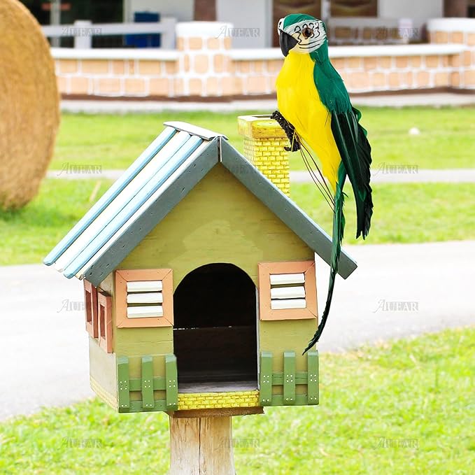 AUEAR, 9.8 Inch Green Artificial Birds Realistic Parrot Decor Model for Decoration Craft