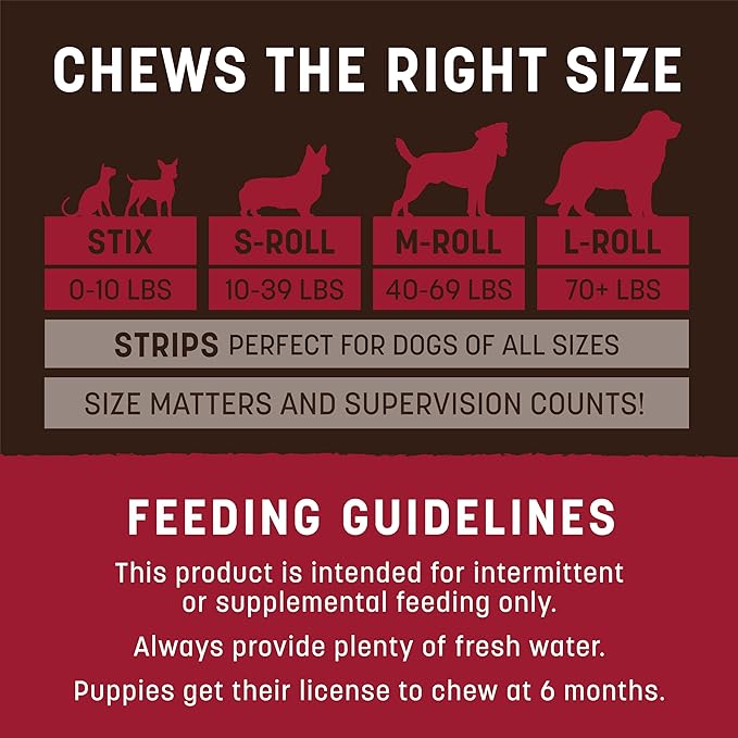 Earth Animal No Hide Medium Beef Flavored Natural Rawhide Free Dog Chews Long Lasting Chew Sticks | Treats for Large Dogs | Great for Aggressive Chewers - 6 Count
