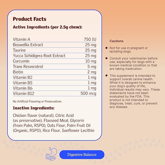 Longevity Dog Multivitamin, 11-in-1 Chicken Flavor Daily Chews | Supports Hip & Joint, Immune System, Skin & Coat, Heart, Energy & Vitality | Dogs 1 Year & Older (60 Count)