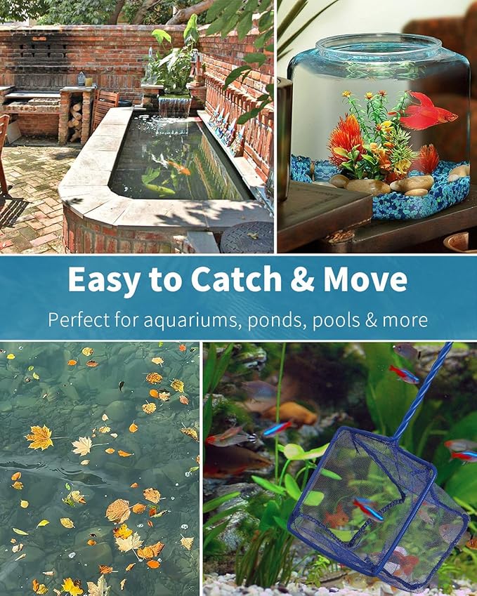 Pawfly Fish Net for Fish Tank, Fish Tank Net, Aquarium Net with Braided Metal Handle and Nylon Mesh, Small Fish Net Minnow Net for Pond Freshwater and Saltwater, 5" x 3.5"