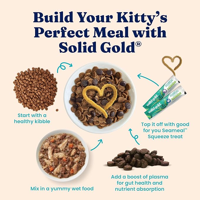 Solid Gold Wet Cat Food Shreds in Gravy - Canned Cat Food Made w/Real Tuna - Five Oceans Grain Free - 16ct/3oz Can